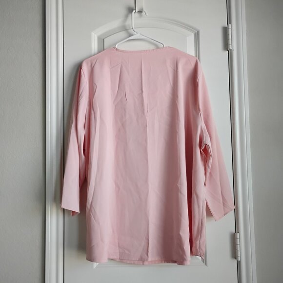 New! Dressy Light PINK V-Neck 3/4 Sleeve Elegant Ladies Blouse Size 4XL - Picture 3 of 3